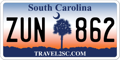 SC license plate ZUN862