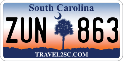 SC license plate ZUN863