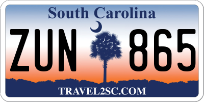 SC license plate ZUN865