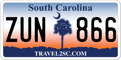 SC license plate ZUN866