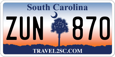 SC license plate ZUN870