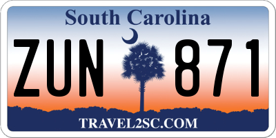 SC license plate ZUN871