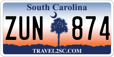 SC license plate ZUN874