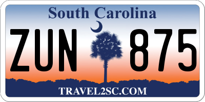 SC license plate ZUN875