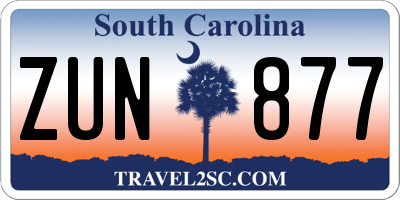 SC license plate ZUN877