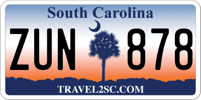 SC license plate ZUN878