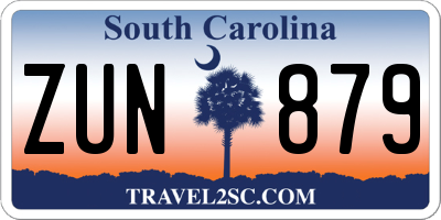 SC license plate ZUN879