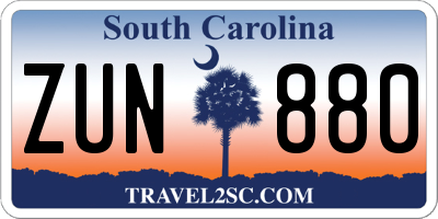 SC license plate ZUN880