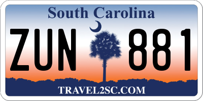SC license plate ZUN881