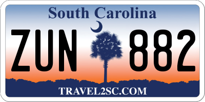 SC license plate ZUN882