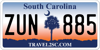SC license plate ZUN885