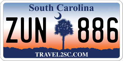 SC license plate ZUN886