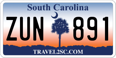 SC license plate ZUN891