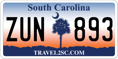 SC license plate ZUN893
