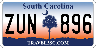 SC license plate ZUN896