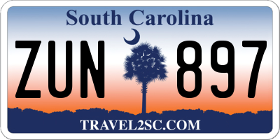 SC license plate ZUN897