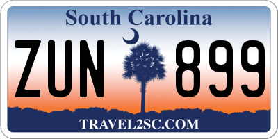 SC license plate ZUN899