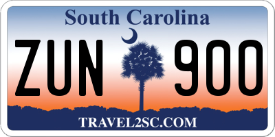 SC license plate ZUN900