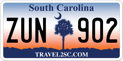 SC license plate ZUN902