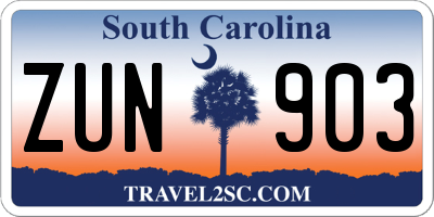 SC license plate ZUN903