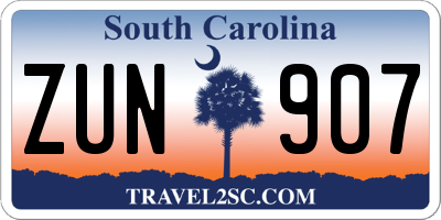 SC license plate ZUN907
