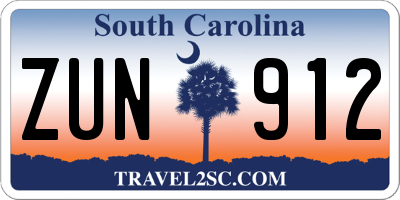 SC license plate ZUN912