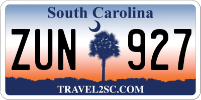 SC license plate ZUN927