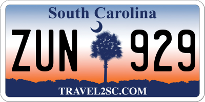 SC license plate ZUN929
