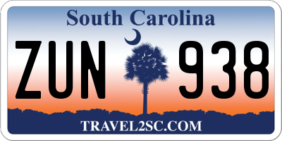 SC license plate ZUN938