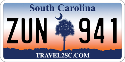 SC license plate ZUN941