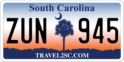 SC license plate ZUN945