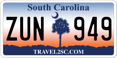 SC license plate ZUN949