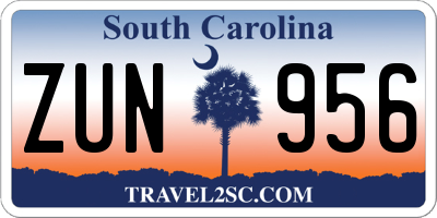 SC license plate ZUN956