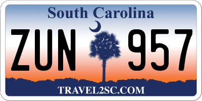SC license plate ZUN957