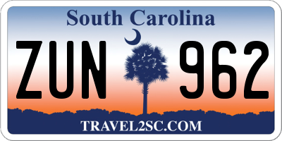 SC license plate ZUN962