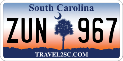SC license plate ZUN967
