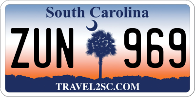 SC license plate ZUN969