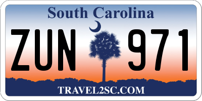 SC license plate ZUN971