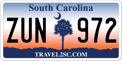 SC license plate ZUN972
