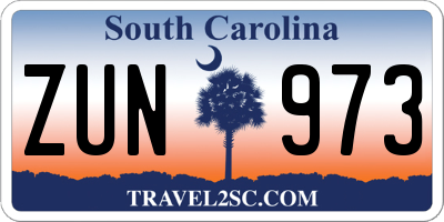SC license plate ZUN973