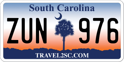 SC license plate ZUN976