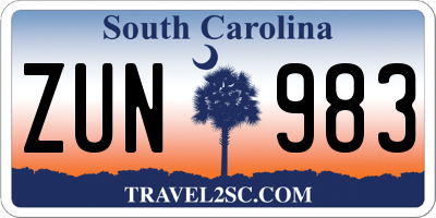 SC license plate ZUN983