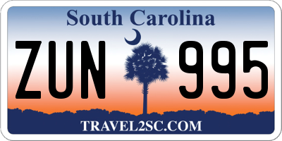 SC license plate ZUN995
