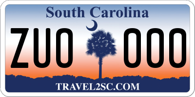 SC license plate ZUO000
