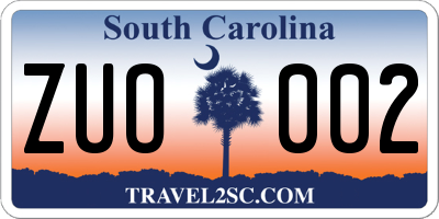 SC license plate ZUO002