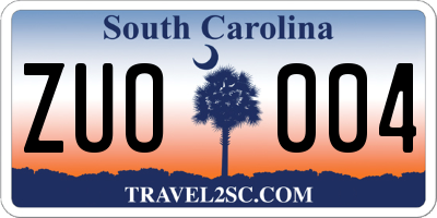 SC license plate ZUO004