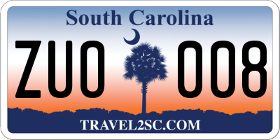 SC license plate ZUO008