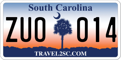 SC license plate ZUO014