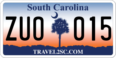 SC license plate ZUO015
