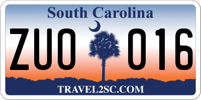 SC license plate ZUO016